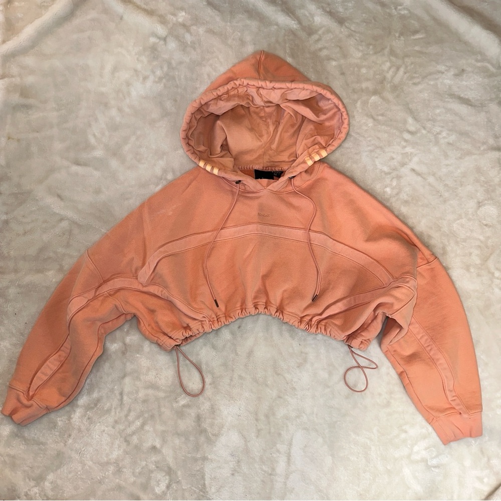 Adidas X Ivy Park Orange Cropped Drawstring Hoodie Size Small